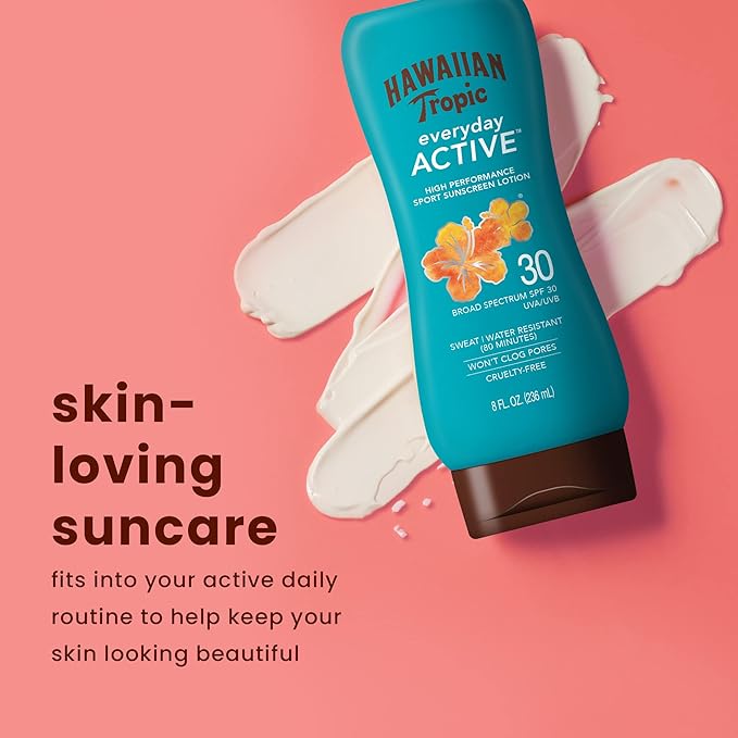 Hawaiian Tropic Everyday Active SPF 30 &amp Sheer Touch Ultra Radiance SPF 50 Sunscreen Lotions 8oz Twin Packs