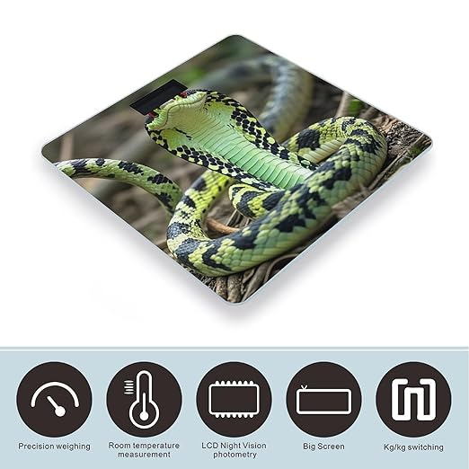 Cobra Snake Bathroom Scale for Body Weight Bathroom Weighing Scales with Back Lit LED Display Sturdy Tempered Glass Body Weight Bathroom Scale 400lb Weighing
