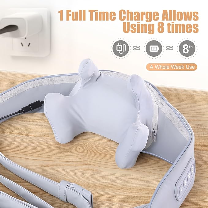 Electric Shiatsu Back and Neck Massager Cordless Shoulder Massager with Heat Deep Tissue 3D Kneading Massage Pillow for Shoulder Leg Body Muscle Pain Relief Gifts for Men Women