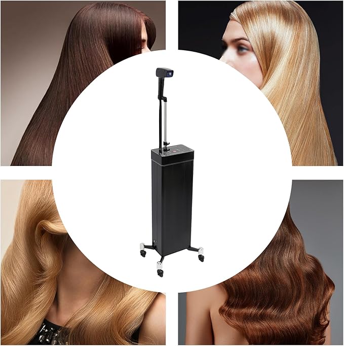 3 in 1 Hair Steamer Deep Conditioning Nano Hair Steamer Hair Care Hair Repair Nanoscale Spray with Digital Touch Panel Rolling Base 1200W Standing Hair Color Processor Steamer for SPA Beauty Salon