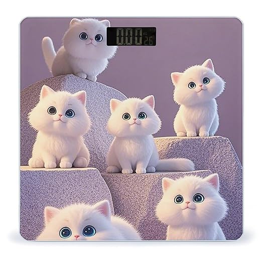 Digital Bathroom Scale for Body Weight Scale with Bright LCD Display High Accuracy Step-On Technology Auto On/Off Cute and Adorable Cat Digital Scales 400 Lbs /180kg
