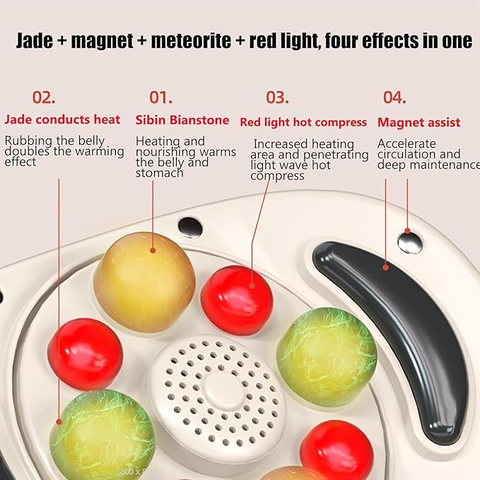 Abdominal Stomach Massager Electric Bian Stone Tummy Kneading Instrument with 35mm Diameter Large Meteorite 3 Levels Intensity and Clockwise/counterclockwise Adjustable for Abdominal