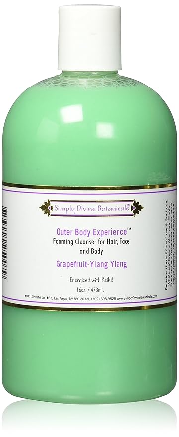 Simply Divine Botanicals Outer Body Experience Natural Foaming Cleanser for Body Face and Hair 16 oz (Grapefruit-Ylang Ylang)