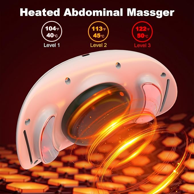 3-in-1 Electric Abdominal Massager with Heating Pad Stomach Massage for Digestion Support Hot Stone Heating Pad with Vibration Rechargeable Belly Massager for Abdominal Comfort Relaxing