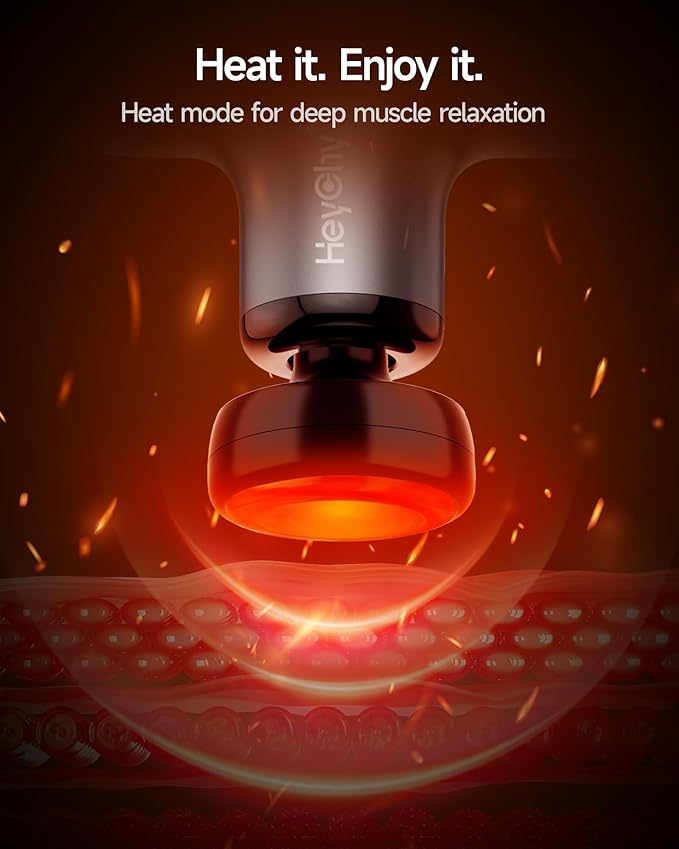 Mini Massage Gun with Heat Deep Tissue Massage Gun Portable Percussion Muscle Massager with 4 Massage Heads for Athletes