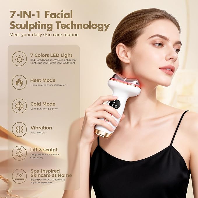 Heating Facial Massager for Neck and Face Electric Gua Sha Cold Face Depuffer to Shaping and Reduce Swelling Improves Skin Elasticity