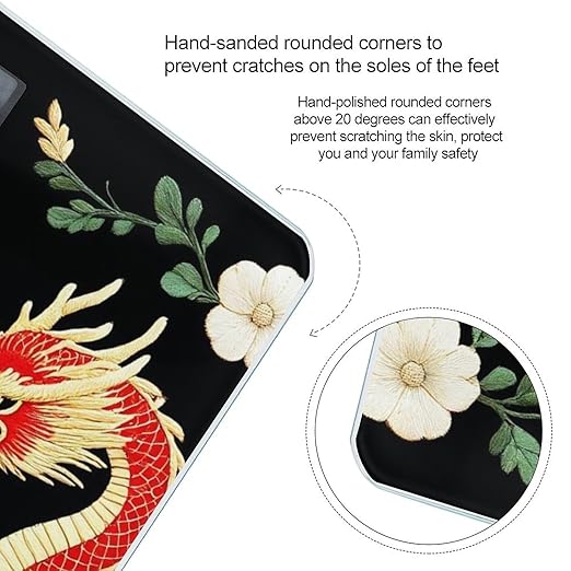 Women's Fashion Automatic Switch Digital Bathroom Weighing Scale Smart Scale Floral Chinese Japanese Dragon Flower