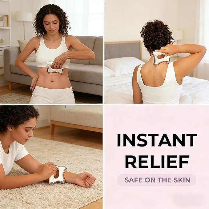 Full Body Contour Device with Heat &amp EMS Heated Muscle Scraper Tool for Firming Lymphatic Drainage Fascia Massage Circulation Support &amp Full Body Muscle Relief (White)