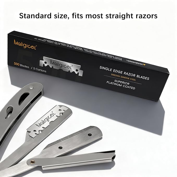 Single Edge Razor Blades Refills - 500 Count Swedish Premium Platinum Straight Razors Blades for Men - Sharp Smooth and Comfortable Shaving