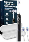 AI Sonic Electric Toothbrush for Adults with Brushing Score &amp Smart Timer Display 6-Zone Tracking Rechargeable Whitening Brush with Soft Heads (Midnight Black)