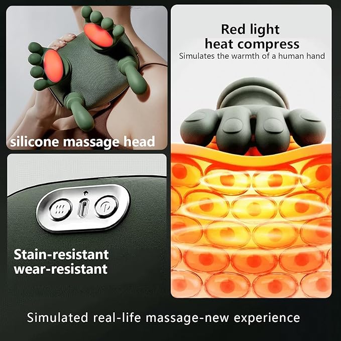 Neck Massager Electric Neck and Back Massager with Heat Simulated Human Hand Design Shoulder Neck Massage for Pain Relief and deep Tissue Shiatsu Massage 4D Kneading Gifts for Men Women