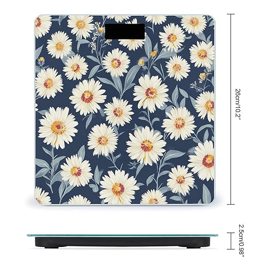 Automatic Switch Digital Bathroom Weighing Scale Smart Scale for Body Weight Daisy Flower Floral Print