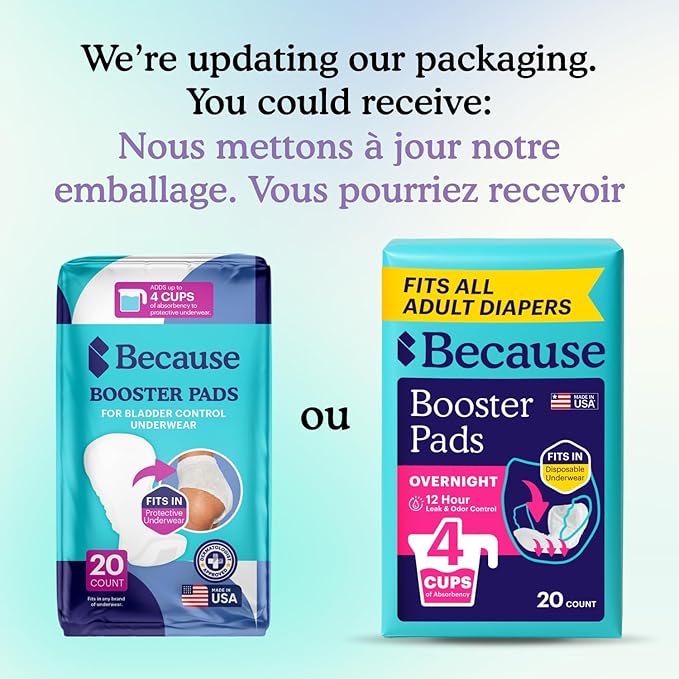 Because Overnight Booster Pads Fit All Adult Diapers Helps Keep Your Adult Diaper Active All Night Adds 4 Cups to Incontinence Underwear Extra Absorbency 45 Count