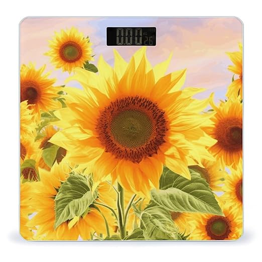 Beautiful Sunflower Bathroom ScaleHighly Accurate Digital Weighing Machine for People Bright LED Display Weight Scale for The Aldult Home Use