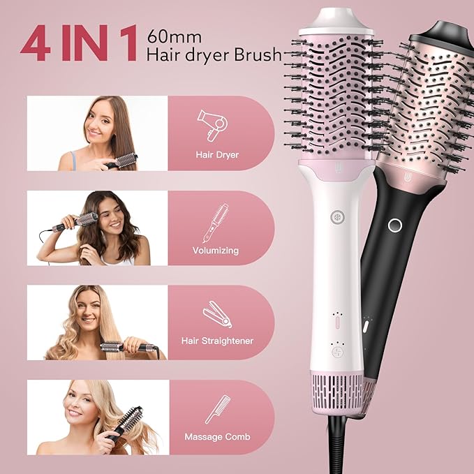 Blow Dryer Brush Hair Dryer | One-Step Hot Air Brush with Oval Volumizer High-Speed Hair Styler with Negative Ions for Drying &amp Smoothing &amp Volumizing for All Hair Types 110000 RPM