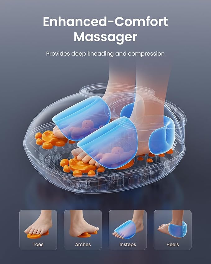 RENPHO 2026 [Upgraded] Foot Massager with Heat FSA Eligible Shiatsu Foot Massager for Plantar Fasciitis Deep-Kneading Air Squeezing Feet Massager Targets Heels Balls &amp Arches up to Mens Size