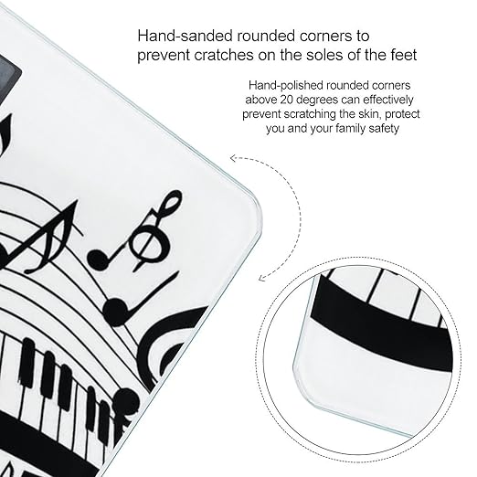 Women's Digital Bathroom Weighing Scale Automatic Switch Energy Saving Scale Smart Scale for Body Weight Black White Piano Keys Musical Notes