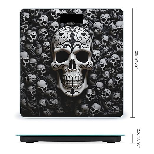 Black and White Skulls Weight Scale Large Bathroom Scales Digital Weight with Bright LED Display Non Slip Automatic Weighing Scale Fashion Weighing Machine for Body