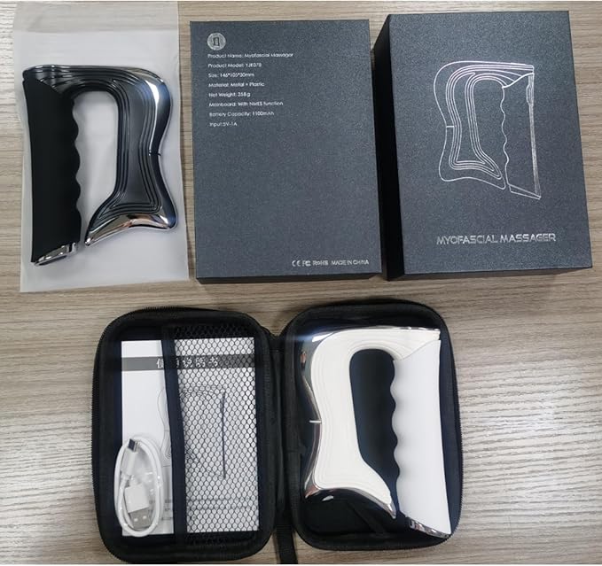 New Electric Fascia Knife Household Fascia Scraping Knife Micro-Current Muscle Relaxation Massager Electric Massager Medical Scraping Knife (White)