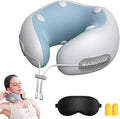 Neck Massager with Heat Rechargeable Heated Vibrating Massage Pillow Portable Neck Massager for Long Journeys on Planes and in Cars and for Office naps (Blue)