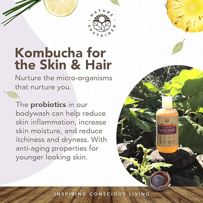 Nature Sustained Organic Body Wash &amp Face Wash – Raw &amp Wildcrafted with Probiotics Soapberry Formula for Eczema &amp Psoriasis - Wild Plants Selected for Sensitive &amp Dry Skin 9oz Origi