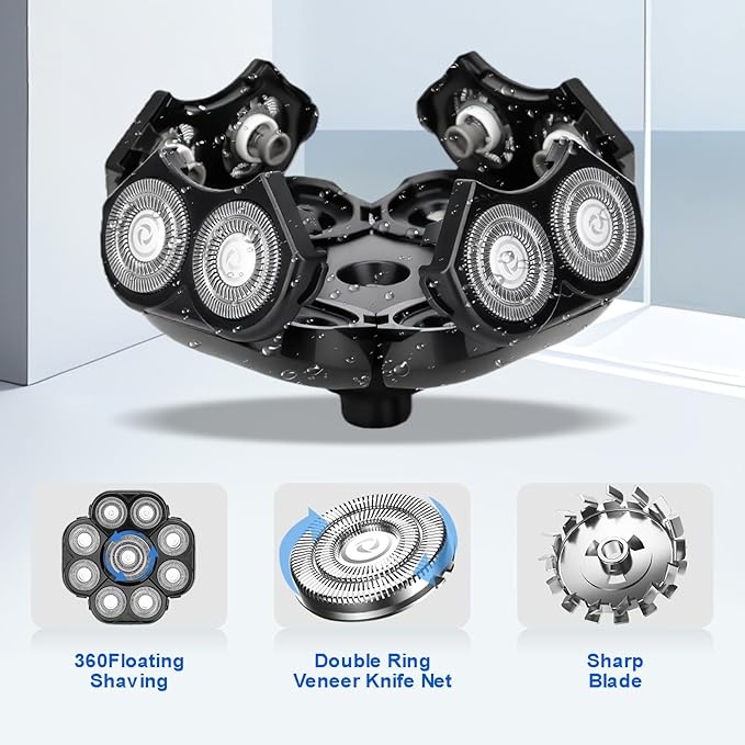 9 Blades Shaver Head - 2 Pack Men's Electric 9D Shaver Replacement Heads Universal Replacement Blade Head Electric Razor for menblack