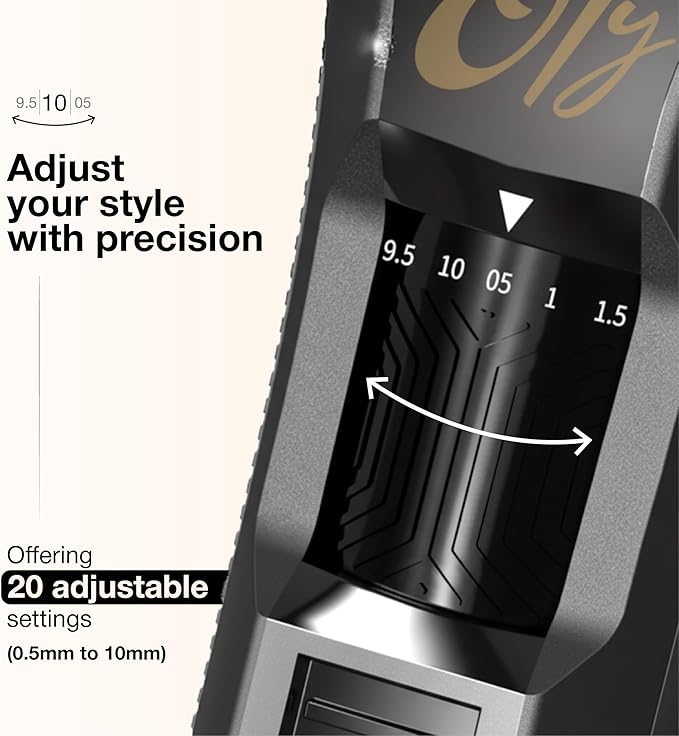 Oty Beard Trimmer for Men Adjustable - Waterproof Cordless Hair Clippers with 20-Length Dial Stainless Steel Blades LED Display &amp Travel Lock - Rechargeable Grooming Kit – Ideal Gift for Men