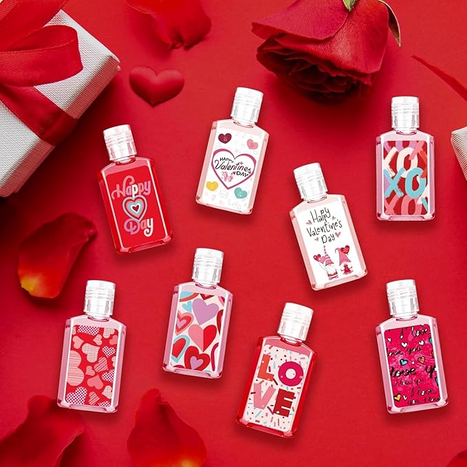 50 Pcs Valentines Mini Hand Sanitizer Bulk Valentine's Gift Favors Small Hand Soap for Guest 1fl Oz Travel Size Hand Soap Gift for Valentine Party Supplies