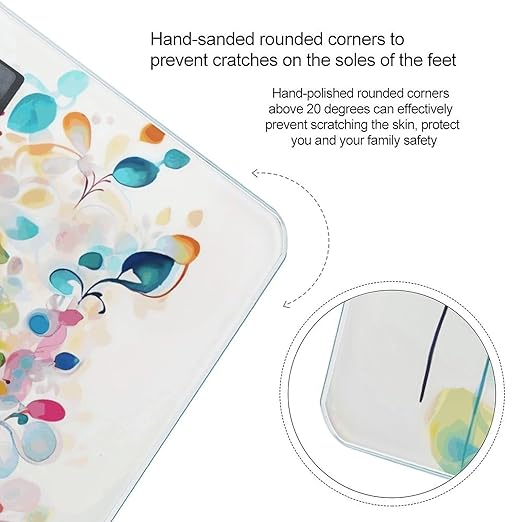 Color Peacock Scale for Body Weight Safe Rounded Corners Tempered Glass Digital Bathroom Scale LED Display 400lb Capacity Weight Scales with High Precision Sensors