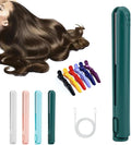 Mini Dual-Purpose Curling Iron 2-in-1 Portable USB Curling Wand for All Hair Types (Green)