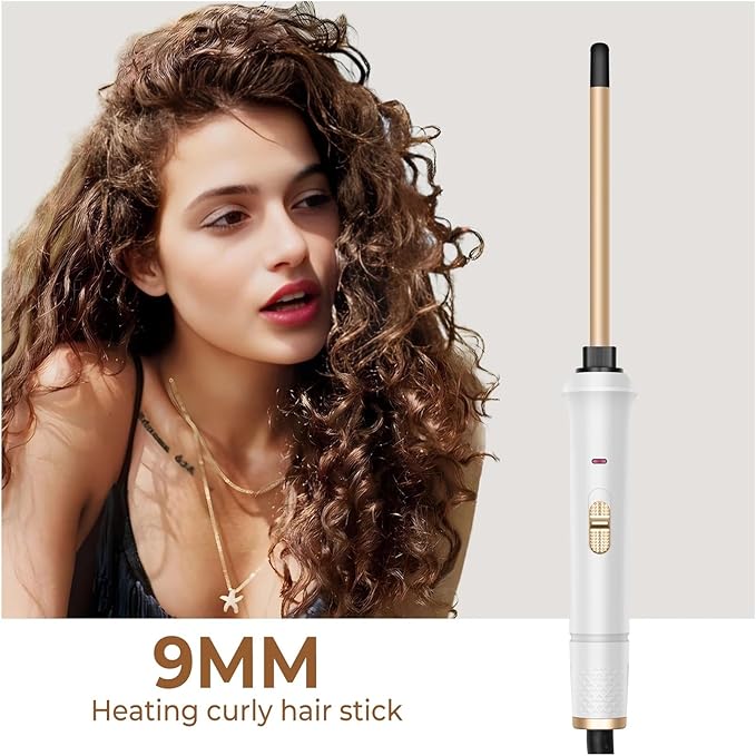 Professional 9mm Hair Curling Iron - Ceramic Electric Curler Wand for Salon-Quality Curls(Golden Gray 9MMAU)