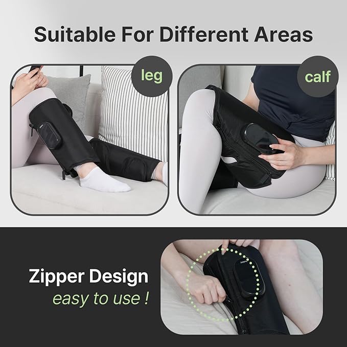 HubiCare Air Compression Leg Massager for Different Needs for Foot Calf and Thigh for Circulation and Pain Relief Wireless Rechargeable Calf Air Compression with Heat 4 Modes 3 Intensities (Pair)
