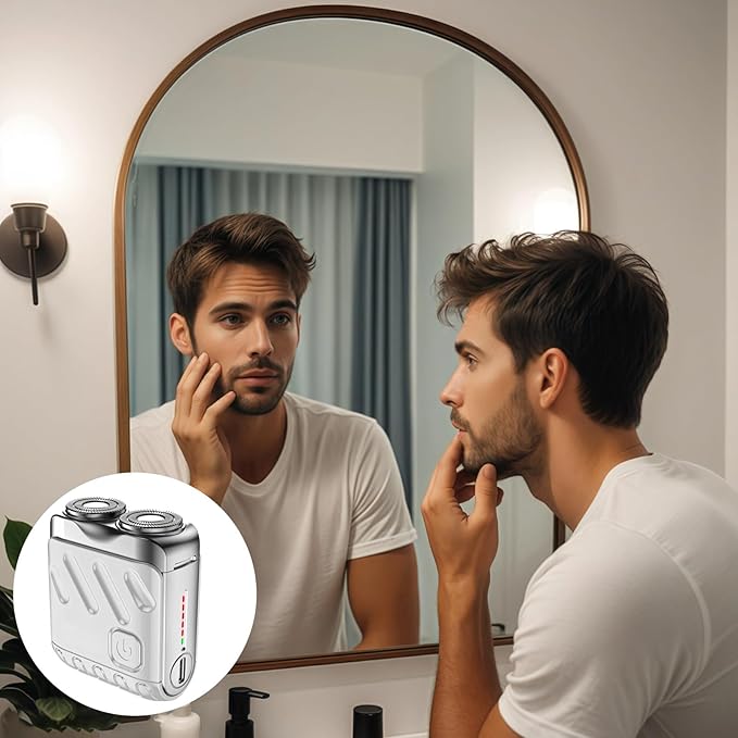 Mini Electric Shaver Waterproof Dual Head For Men Usb Rechargeable Zinc Alloy Ipx7 Type-C Fast Charge Led Battery Display Travel-Friendly