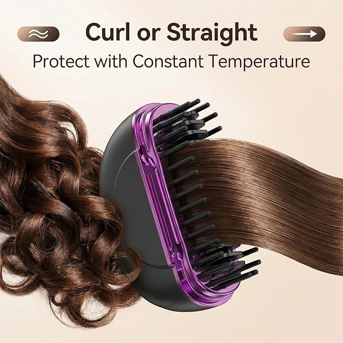 Electric hair brushMini hot combMini hair straightenerMini straightenerPortable straightener brushPortable hair straightenerAutomatic curling ironCordless travel hair straightener (Silver-gray)