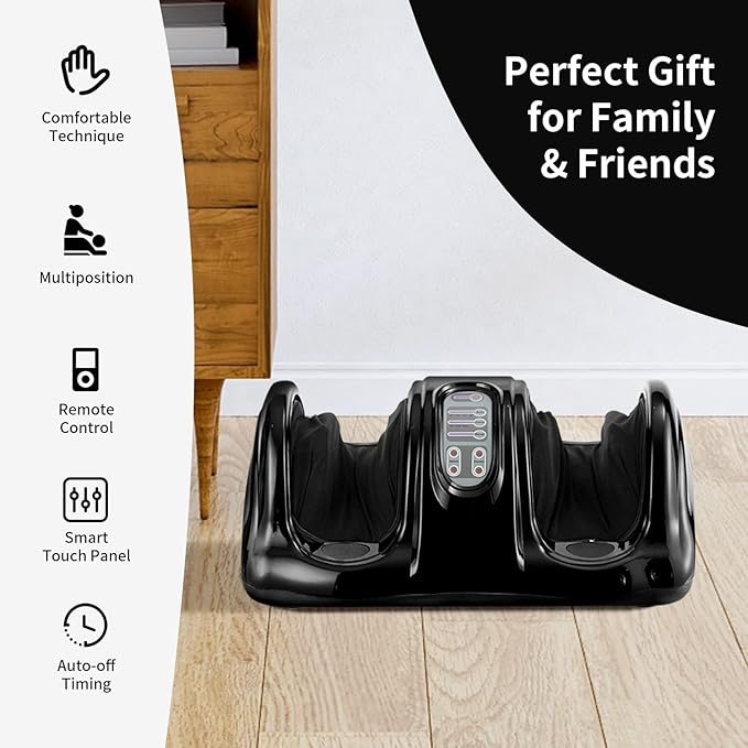 Giantex Shiatsu Foot Massager Machine for Feet Leg Calf Ankle Relieve Pain Spa Gift Deep Kneading Rolling Massage Electric Shiatsu Foot Massager w/Remote 4 Modes Black