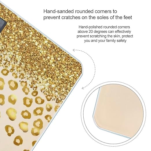 Digital Bathroom Weighing Scale Energy Saving Scale Smart Scale for Body Weight Gold Glitter Pattern Cheetah Leopard Print