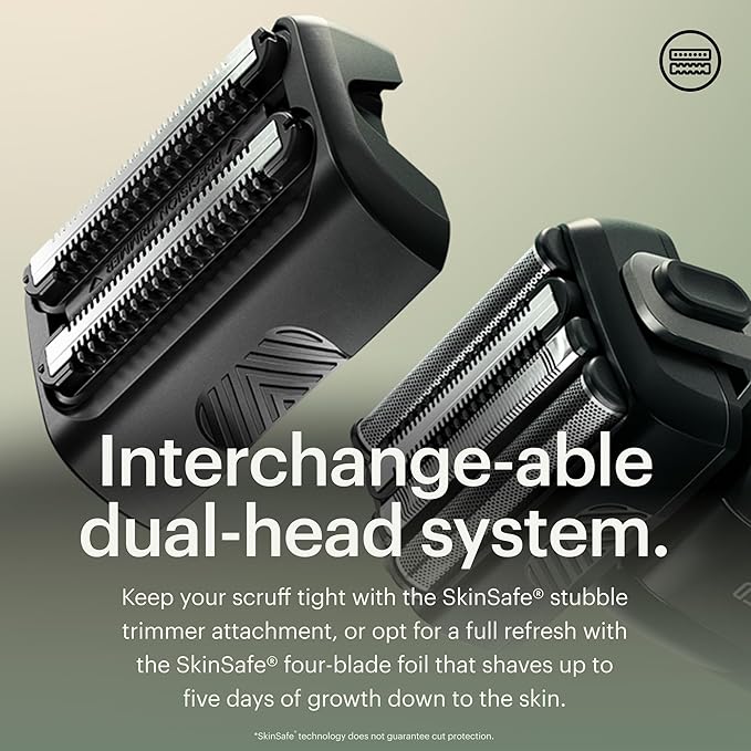 MANSCAPED® The Chairman™ PRO Men’s Replacement Stubble Trimmer Blade - SkinSafe® Stainless Steel Trimmer Blade for Face Shaver with 2 Length-Setting Combs Magnetic Blade Head Attachment (1-Pack)