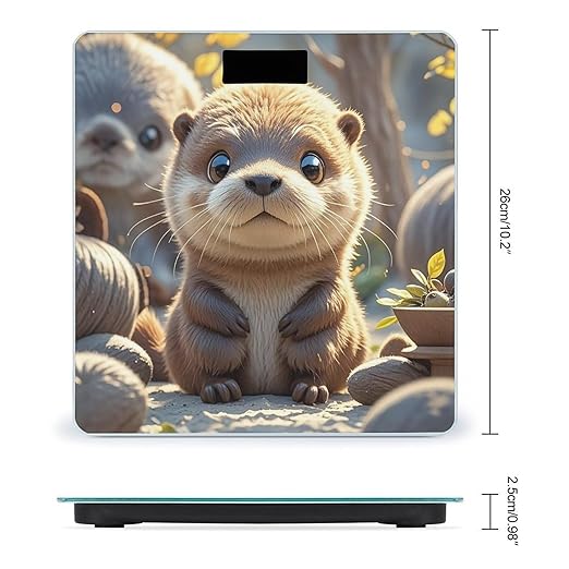 Animal Cute Brown Otters Scale for Body Weight Digital Bathroom Scale Toughened Glass High Precision Scales for Body Weight with Large LCD Backlight Display Weight Scales