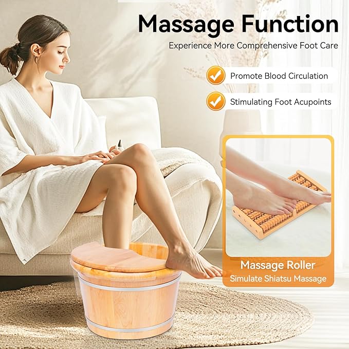 Foot Spa Bath with Massage Rollers &amp Lid Heated Pedicure Tub for Relaxation Circulation at-Home Foot Care for Men &amp Women