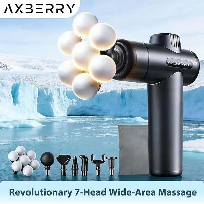AxBerry Massage Gun Deep Tissue Body Massager Percussion Massage Gun Handheld Massage Gun for Back Shoulder Muscle Pain Relief Portable Quiet Professional Muscle Gun Mini Massager