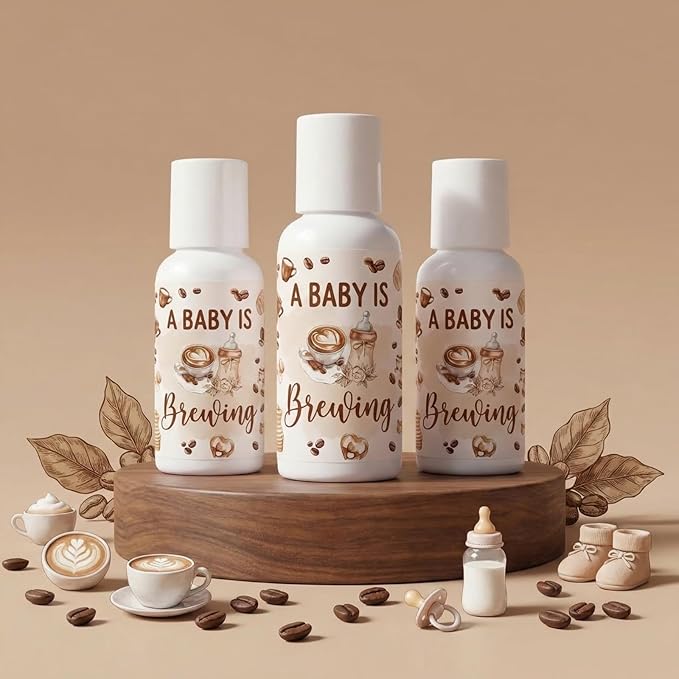 24 Pcs A Baby Is Brewing Baby Shower Decorations Travel Size Mini Sunscreen Bulk SPF 30+ Coffee Theme Party Favor Small Sunscreen for Guests Gender Reveal Souvenirs Prizes 1 Fl. oz