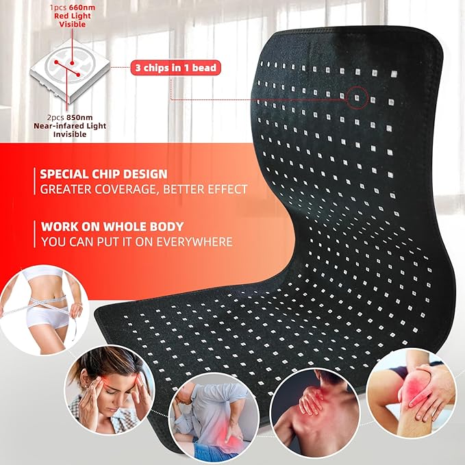 Red Light Therapy Infrared Light Therapy 31.6 * 11.8 Large Wrap Pad 360LEDs for Body Back Waist Knee Joint Pain Relief Muscle Repair Decrease Inflammation Ideal Gift