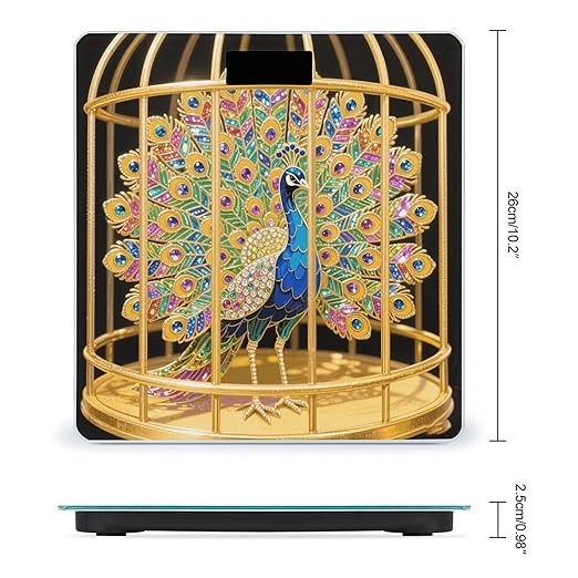 Peacock Scale for Body Weight Sturdy Tempered Glass Weighing Scales with LCD Display Accurate Digital Bathroom Scale Convenient Body Fat Smart Scales Easy Read