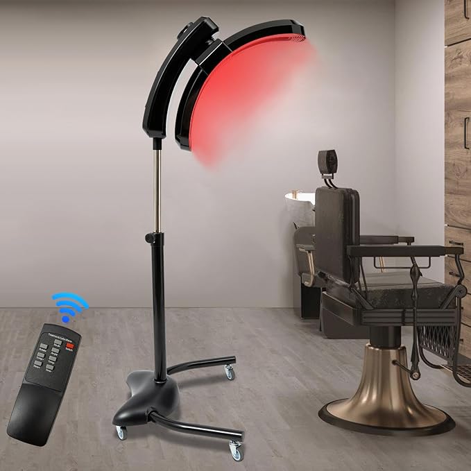 950W Adjustable Vertical Hairdressing Heater 360°Rotatable Standing Hair Dryer w/Intelligent Temperature &amp Time Control Hair Dryer for Spa Salon (Black)