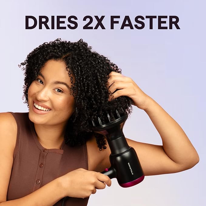 Wavytalk Blow Dryer Blown Away Ionic Hair Dryer for Curly Hair with Diffuser 1875W Fast Drying Blow Dryer with Ceramic Technology 3 Attachments for All Hair Types Light and Quiet Grey