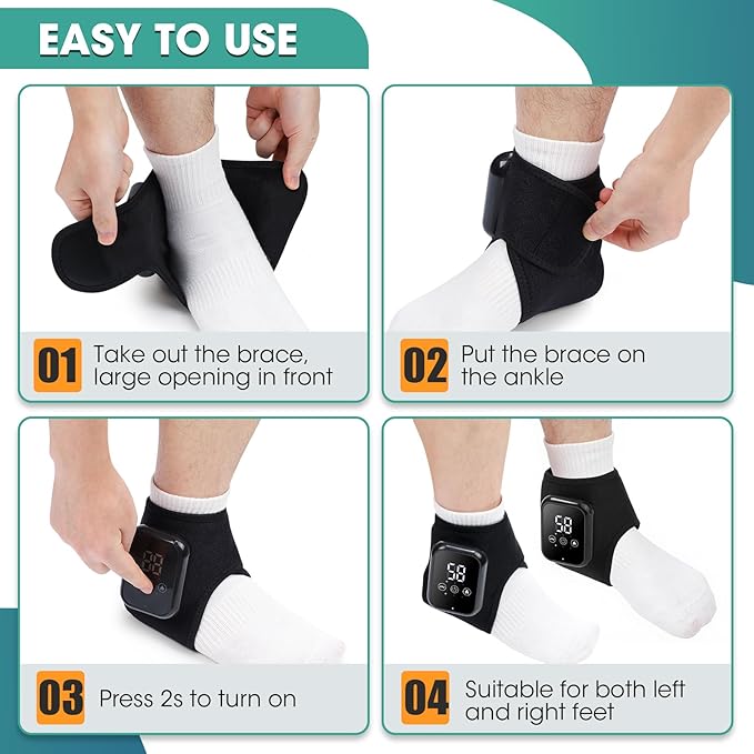 2PCS Foot Renew Massager for Neuropathy 3-in-1 Cordless Foot and Ankle Massager for Heel Arch &amp Ankle Relief 2000mAh Rechargeable Black