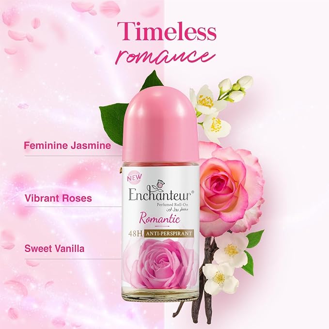 Romantic Roll-On Anti-Perspirant Deodorant En.ch.an.teur | 48-Hour Odour Protection Quick-Dry &amp Non-Sticky | Floral French Fragrance | 50 ML [1.69 Fl Oz]