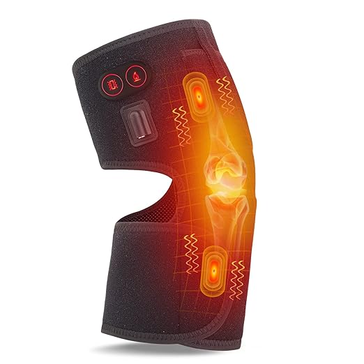 Heated Knee Brace Wrap with Massage - Battery Powered Heating Knee Brace for Men Women Elders(Double)