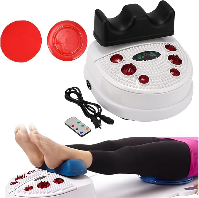 Foot Massager Machine Fitness Blood Chi Machine Swing Foot Massager with Wire Control Massage for Vitality Aerobic Exercise Leg Shake Master with Padded Ankle Rest BlackB