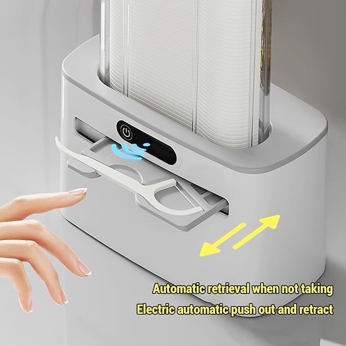 TOPINCN Automatic Floss Pick Dispenser Infrared Sensing Auto Electric Dispensing Floss Holder with 100 Flossers for Home Hotel Restaurant